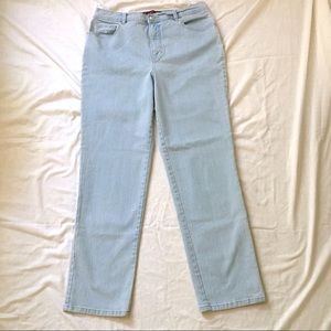 High Waist Ice Blue Fade Denim Jeans Straight Sz14